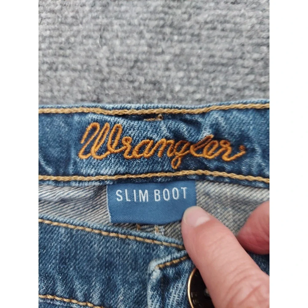 Wrangler Jeans Mens 38x36 Blue Slim Boot Cut Western Ranch Cowboy Cotton Denim